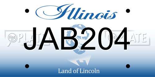 JAB204 Illinois License Plate