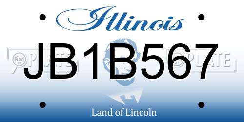JB1B567 Illinois License Plate