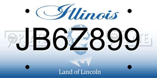 JB6Z899 Illinois License Plate