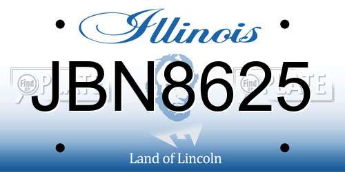 JBN8625 Illinois License Plate