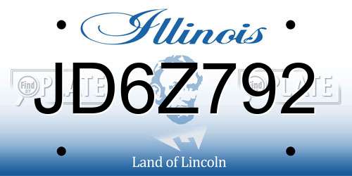 JD6Z792 Illinois License Plate