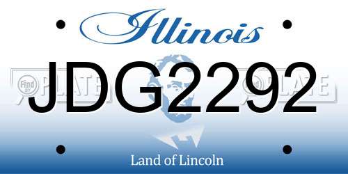 JDG2292 Illinois License Plate