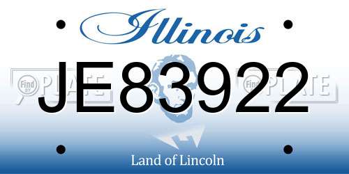 JE83922 Illinois License Plate
