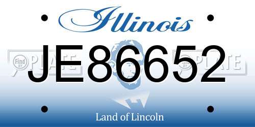 JE86652 Illinois License Plate