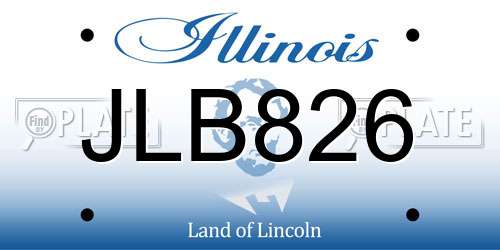 JLB826 Illinois License Plate