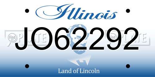 JO62292 Illinois License Plate