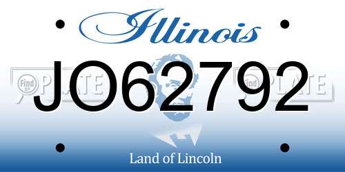 JO62792 Illinois License Plate
