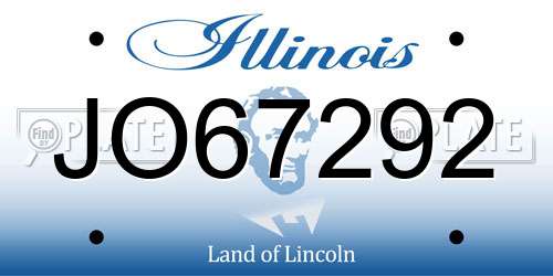 JO67292 Illinois License Plate