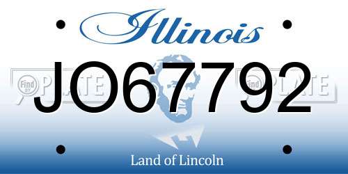 JO67792 Illinois License Plate