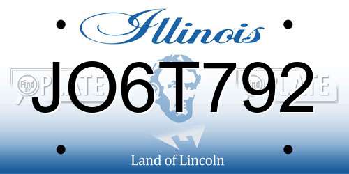 JO6T792 Illinois License Plate