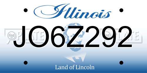 JO6Z292 Illinois License Plate