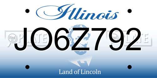 JO6Z792 Illinois License Plate