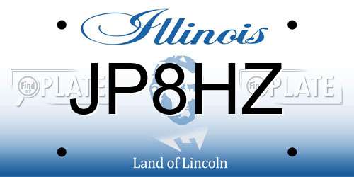 JP8HZ Illinois License Plate