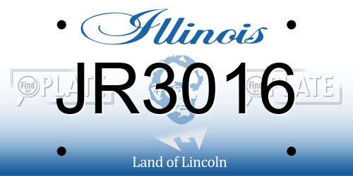 JR3016 Illinois License Plate