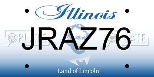 JRAZ76 Illinois License Plate