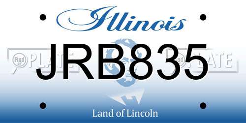 JRB835 Illinois License Plate