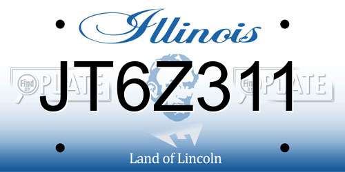 JT6Z311 Illinois License Plate