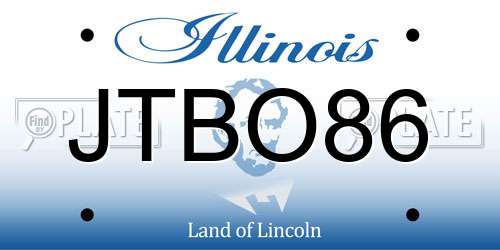 JTBO86 Illinois License Plate