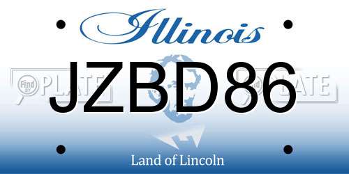 JZBD86 Illinois License Plate