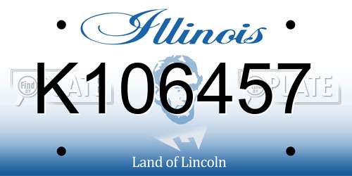 K106457 Illinois License Plate