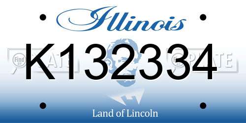 K132334 Illinois License Plate