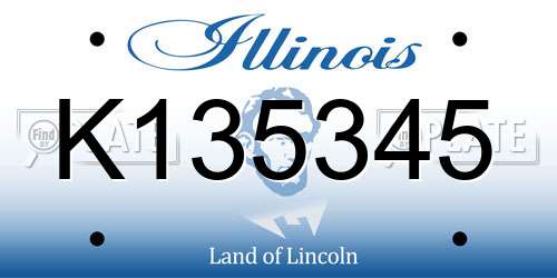 K135345 Illinois License Plate