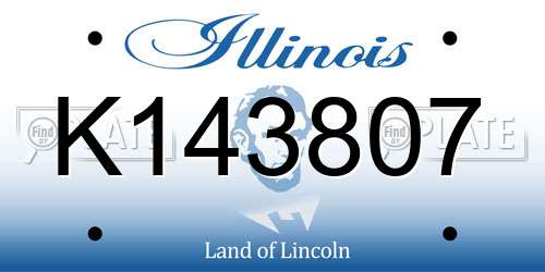 K143807 Illinois License Plate