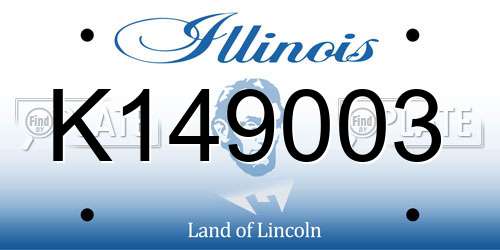 K149003 Illinois License Plate