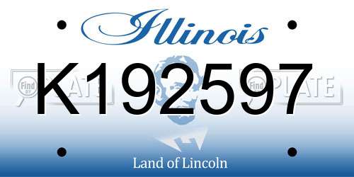 K192597 Illinois License Plate