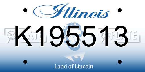 K195513 Illinois License Plate