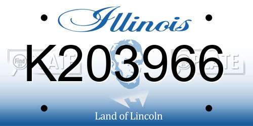 K203966 Illinois License Plate