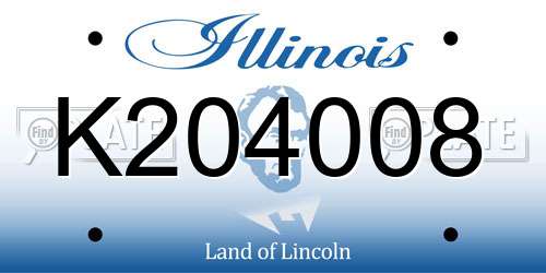 K204008 Illinois License Plate
