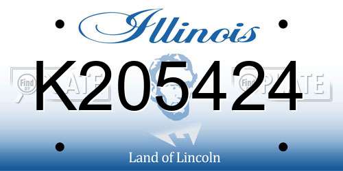 K205424 Illinois License Plate