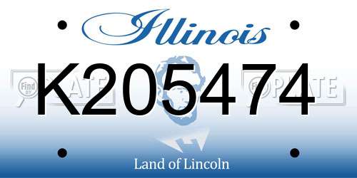 K205474 Illinois License Plate