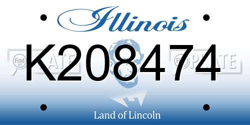 K208474 Illinois License Plate