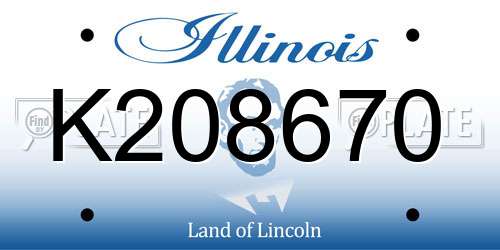 K208670 Illinois License Plate