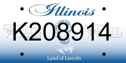 K208914 Illinois License Plate