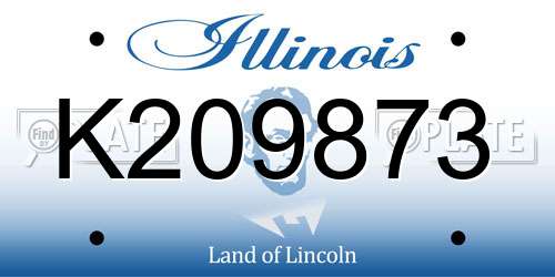 K209873 Illinois License Plate