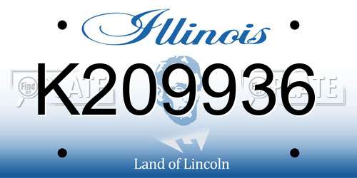 K209936 Illinois License Plate