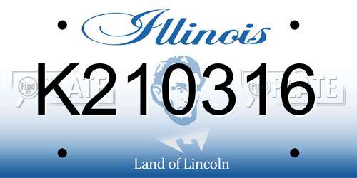 K210316 Illinois License Plate