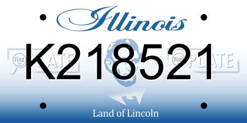 K218521 Illinois License Plate