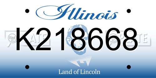 K218668 Illinois License Plate
