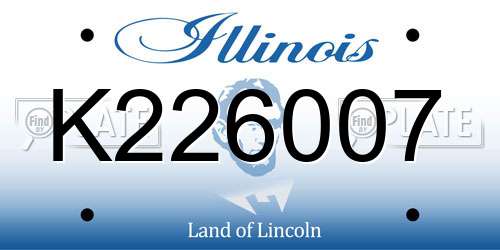 K226007 Illinois License Plate