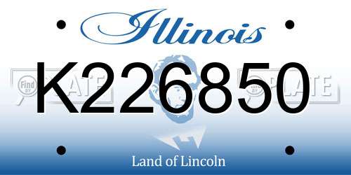 K226850 Illinois License Plate
