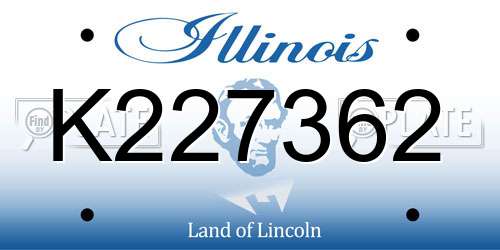 K227362 Illinois License Plate