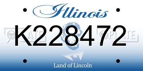 K228472 Illinois License Plate