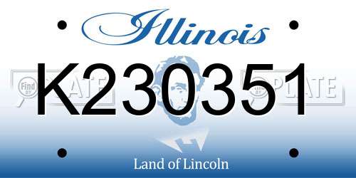 K230351 Illinois License Plate