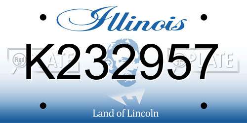 K232957 Illinois License Plate