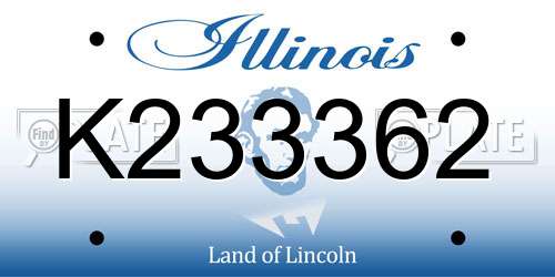K233362 Illinois License Plate