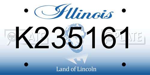 K235161 Illinois License Plate
